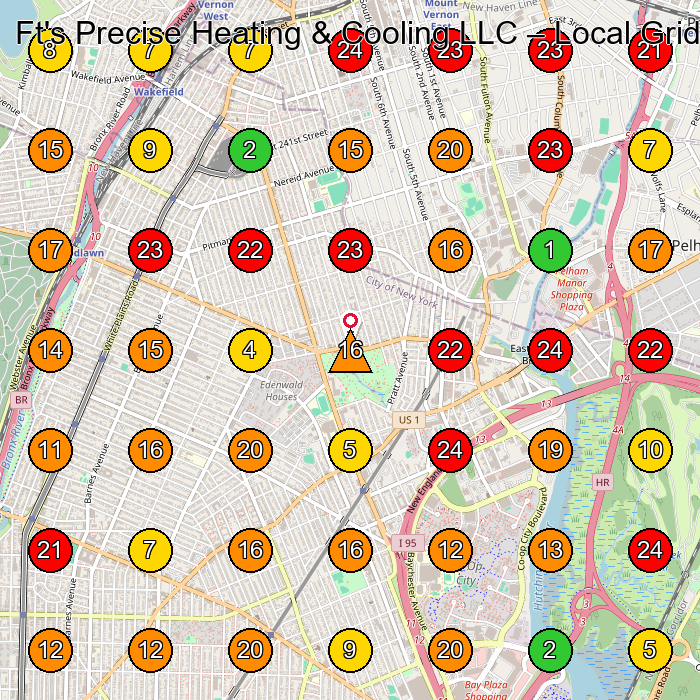Ft's Precise Heating & Cooling LLC Air Conditioning Contractor GeoGrid ranking map for None